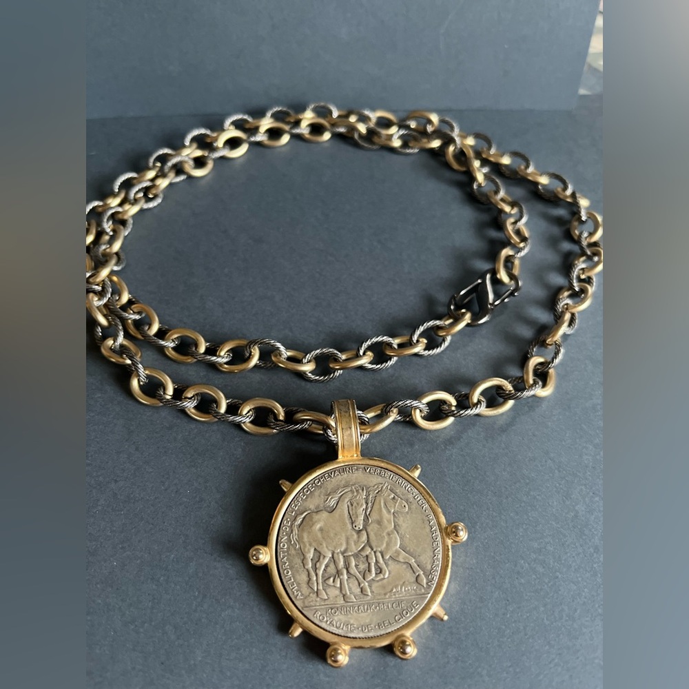 BN Equestrian Chain Necklace with Coin Pendant